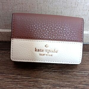 Kate Spade Jackson Color block Micro Trifold Snap Pebbled, Leather Wallet
